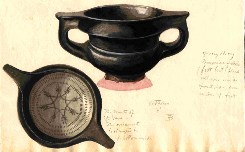 (259A) Black pot, decorated interior